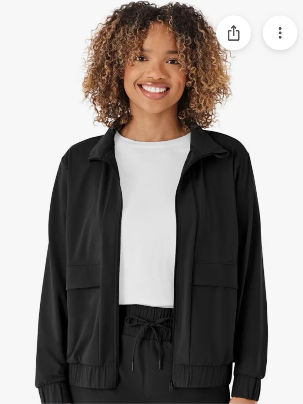 Black Women's XL Lightweight Travel Zip Jacket